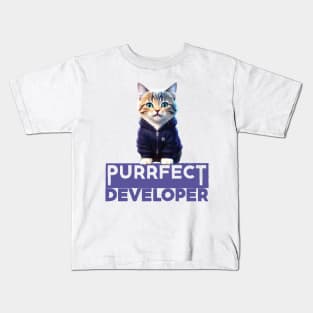 Just a Purrfect Developer Cat Kids T-Shirt